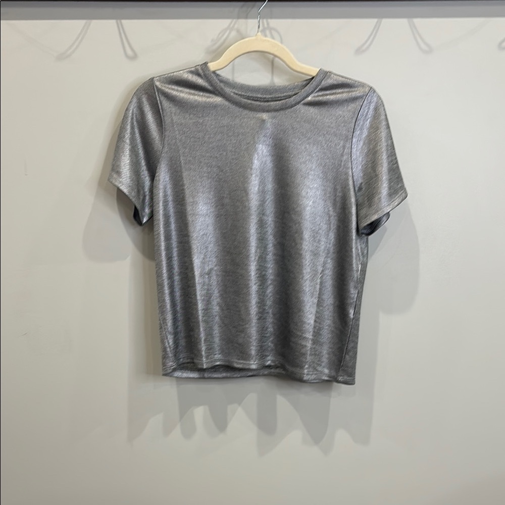 Anthropologie Gray Crop Fitted T-Shirt